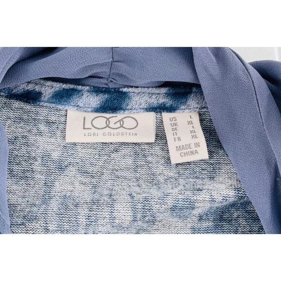 Lori Goldstein Blue Animal Print Long Sleeve Cardigan Open Flowy size Large - Picture 2 of 5